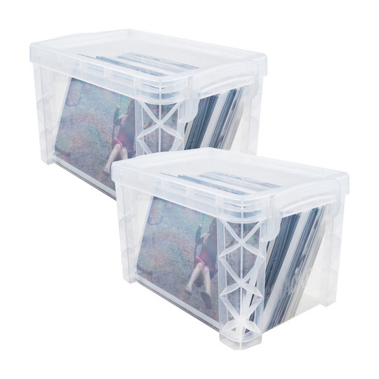 Clear Stackable 4 x 6 Storage Boxes with Locking Lids, Set of 2