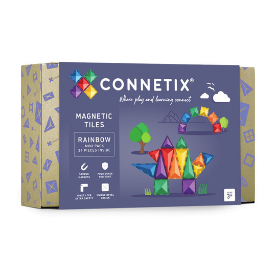 Rainbow Mini Magnetic Tile Set, 24 Pieces