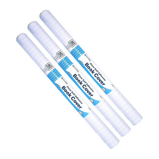 Clear Self-Adhesive Book Cover Film Rolls, 17.5 in x 3 yd, 3-Pack
