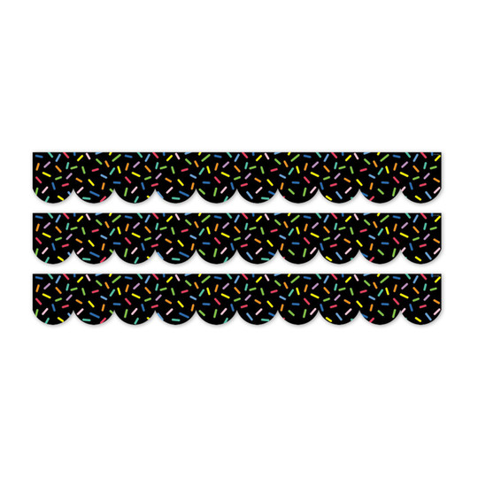 Sprinkles on Black Bulletin Board Border, 144 ft, 3 Packs