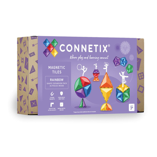 Rainbow Magnetic Tile Shape Expansion Pack, 36 Pieces
