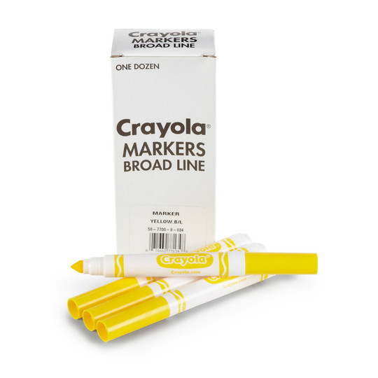 Yellow Broad Line Markers with Conical Tips, 12-Pack