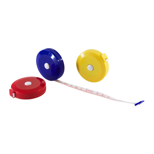 60-Inch Retractable Cloth Tape Measures, Assorted Colors, 3-Pack