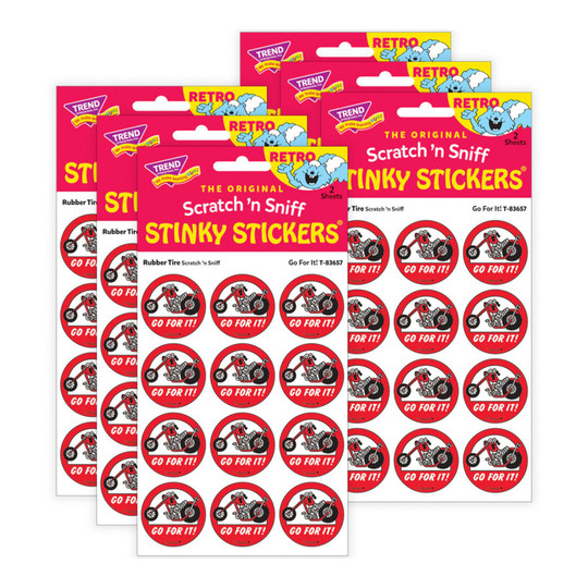 Go For It! Rubber Tire Scent Stickers, 24 Stickers per Pack, 6 Packs