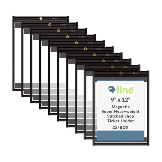Magnetic Shop Ticket Holders, 9 x 12, Clear, 25-Pack