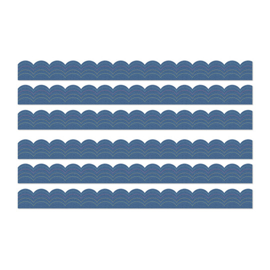 Denim Scalloped Bulletin Board Borders, 6-Pack