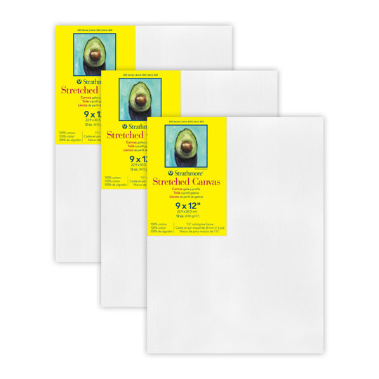300 Series Gallery Stretched Canvas, 9 x 12 in., Pack of 3