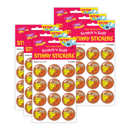 Hi! Leaves-Scented Scratch-and-Sniff Stickers, 24 per Pack, 6 Packs