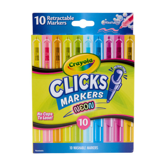 Washable Retractable Neon Markers, 10 Count