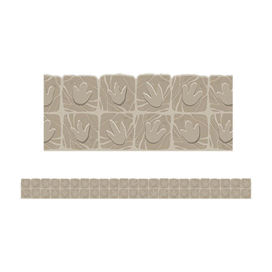Dino Quest Stone Tracks Extra-Wide Classroom Border Trim, 12 Strips