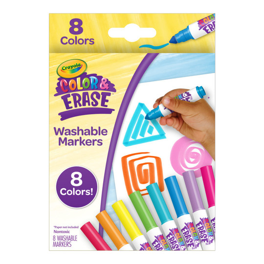 Color & Erase Washable Marker Refill Pack, Assorted Colors, 8 Pack