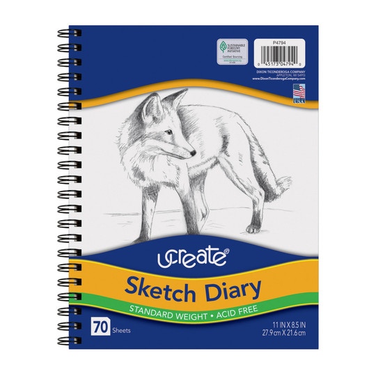 White Sulphite Paper Sketch Diary, 11 x 8-1/2, 70 Sheets
