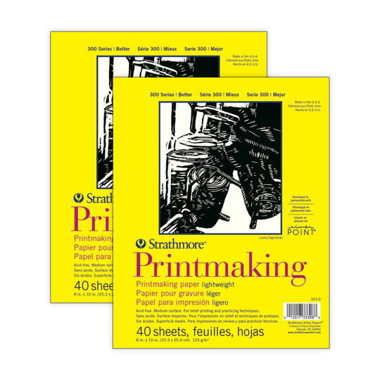 300 Series Printmaking Paper Pad, 8 x 10 Inches, 40 Sheets, 2-Pack