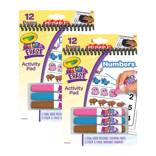 Color & Erase Numbers Reusable Activity Pad, Set of 2