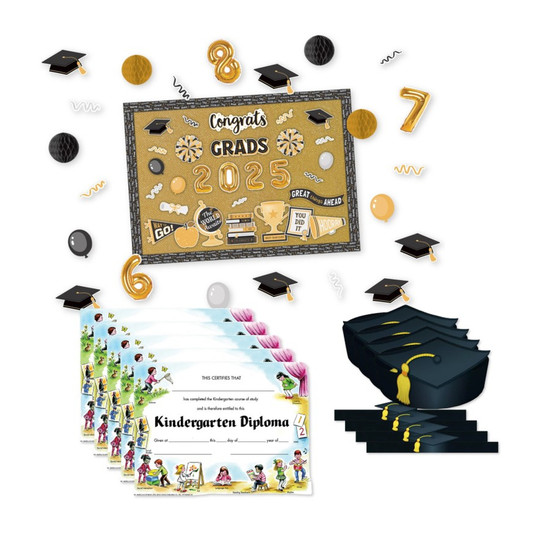 Kindergarten Graduation Celebration Kit with Crowns and Diplomas
