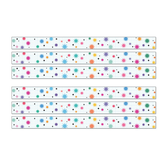 Retro Bursts & Twinkles Straight Bulletin Board Border, 6-Pack