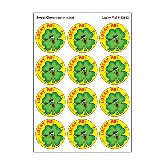 Lucky Me! Sweet Clover Scented Four-Leaf Clover Stickers, 24 Count