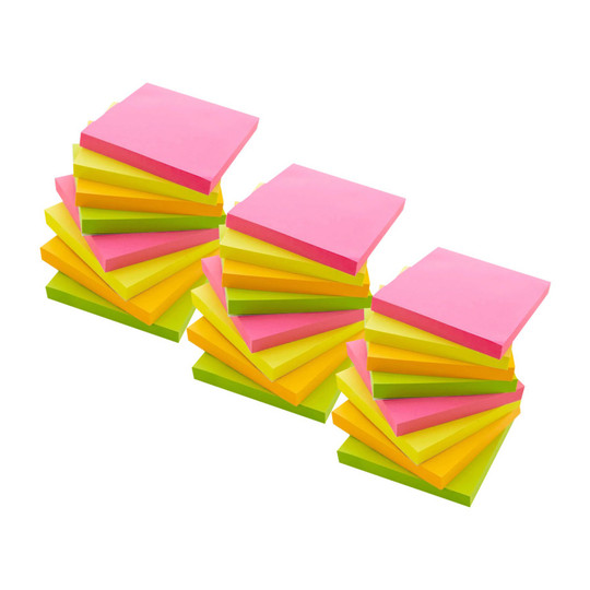 Neon Self-Stick Notes, 3 x 3, 36 Pads