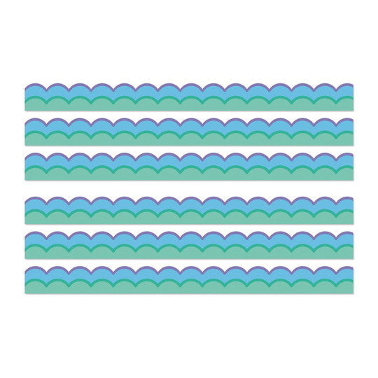 Retro Cool Waves Scalloped Bulletin Board Borders, 6 Packs
