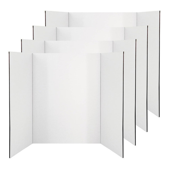 White Tri-Fold Presentation Board, 36 x 48, Pack of 4