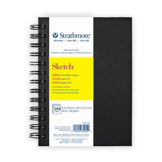 300 Series Black Hardcover Sketch Paper Art Book, 5.5 x 8.5 in., 72 Sheets