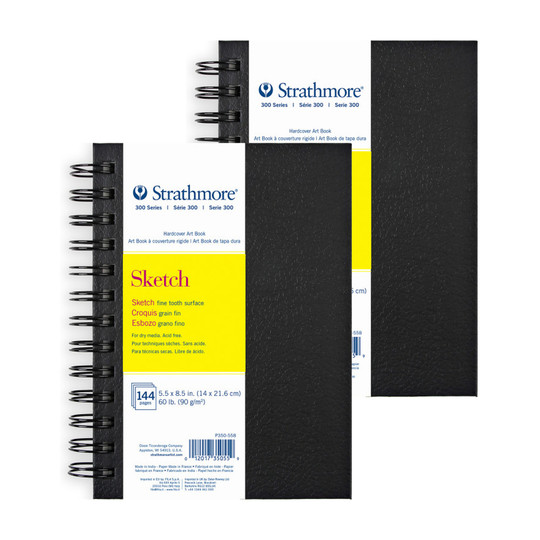 300 Series Sketch Paper Art Book, 5.5 x 8.5 in, 72 Sheets, 2-Pack