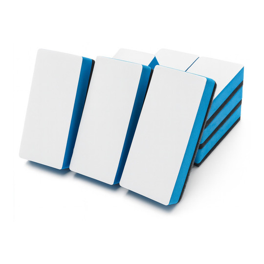 Magnetic Dry Erase Eraser Boards, Blue/White, 12-Pack