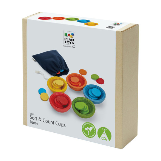Wooden Color Sort and Count Cup Set