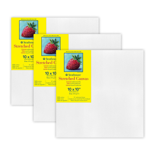 Traditional Stretched Canvas, 10 x 10 in., Pack of 3