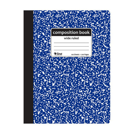 Blue Wide-Ruled Marble Composition Book, 100 Sheets