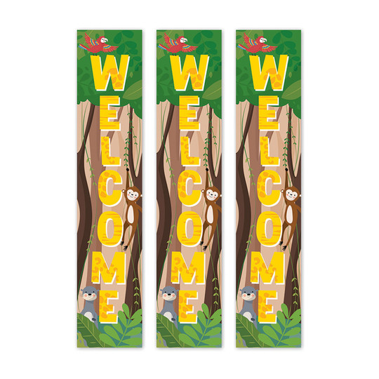 Jungle Friends Double-Sided Welcome Banner, Pack of 3