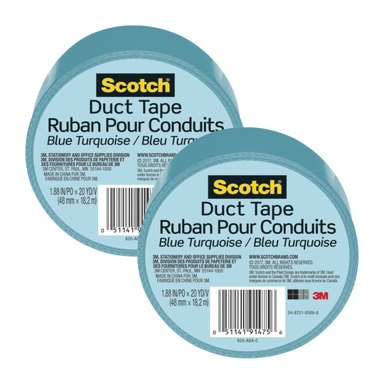 Blue Turquoise Artist Duct Tape, 1.88 in. x 20 yd., 2-Pack