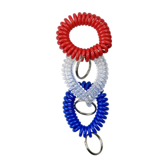 Assorted Plastic Wrist Coil Key Chains, Pack of 3