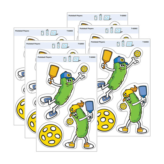 Pickleball Players Vinyl Stickers, 18 Count