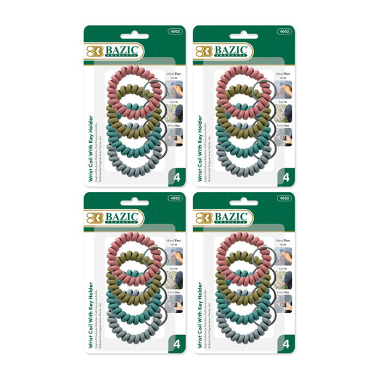 Assorted Wrist Coils with Key Holders, 16 Count