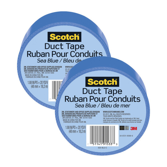Sea Blue Colored Duct Tape, 1.88 in. x 20 yd., 2-Pack