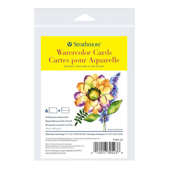 300 Series Watercolor Cards and Envelopes, Anniversary Size, 6 Pack