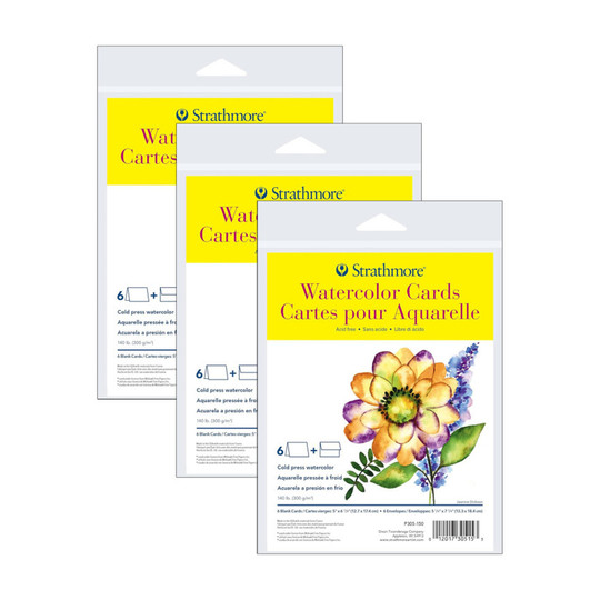 300 Series Watercolor Cards and Envelopes, 5 x 6.875 Inches, 18 Sets