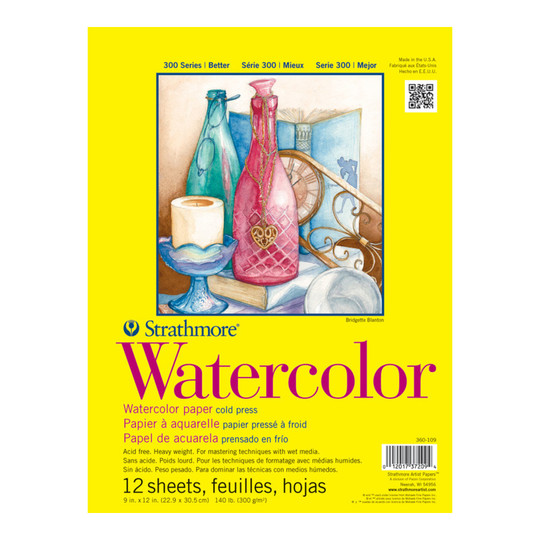 Cold-Press Watercolor Paper Pad, 9 x 12 in., 12 Sheets
