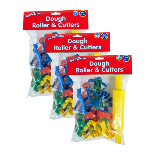 Dough Roller and Cookie Cutter Tool Sets, 17 Pieces per Set, Pack of 3