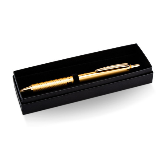 Retractable Liquid Gel Pen, 0.7 mm, Gold Barrel, Black Ink