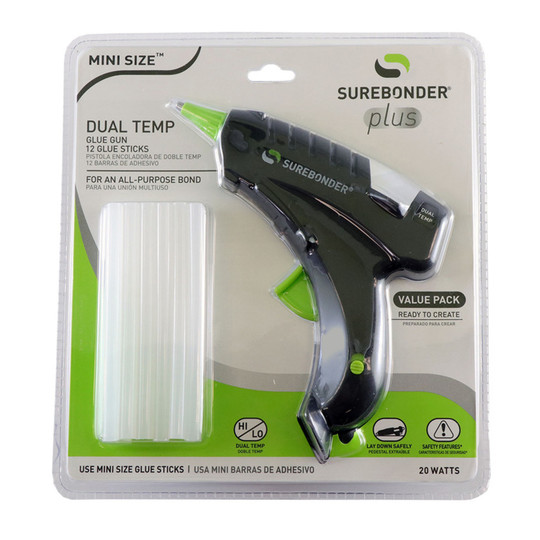 Dual-Temperature Mini Glue Gun Kit with 12 Sticks