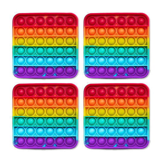 Rainbow Silicone Pop-It Mats, Pack of 4