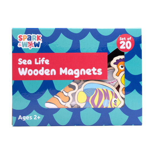 Sea Creature Wooden Magnet Set, 20 Pieces