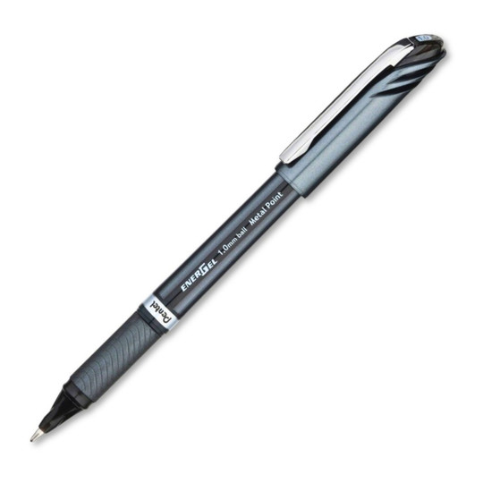 Liquid Gel Pen with 1.0 mm Metal Tip, Black Ink, Dozen