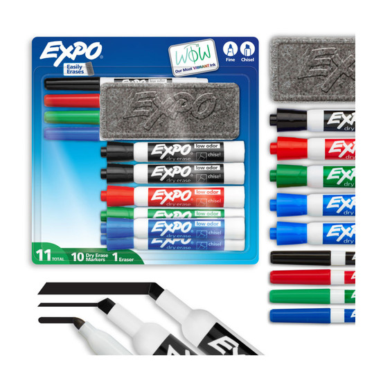 Dry Erase Marker and Eraser Kit, 11 Count