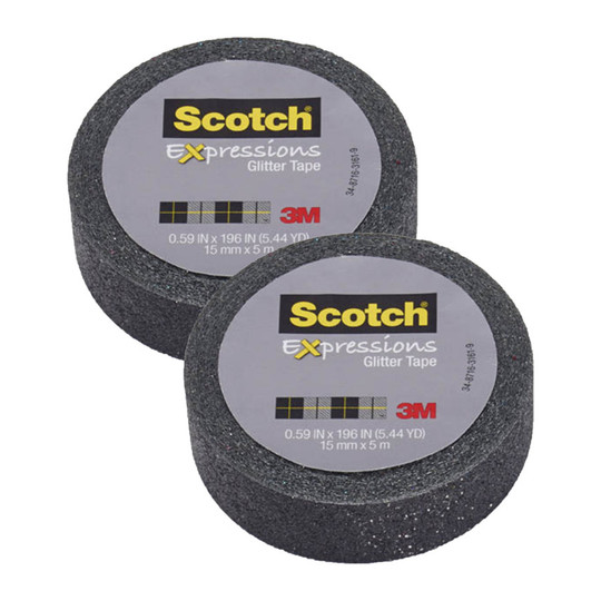 Black Glitter Tape, 0.59 in. x 196 in., 2-Pack