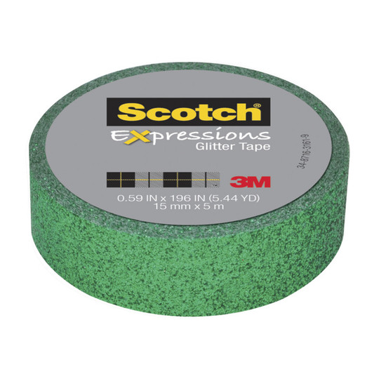 Dark Green Glitter Tape, 0.59 in. x 196 in.