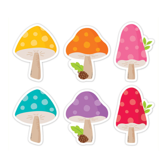 Multicolor Mushroom Designer Cut-Outs, 36-Pack