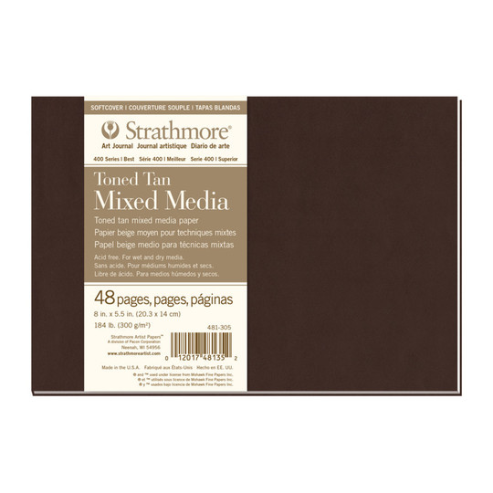 400 Series Toned Tan Mixed Media Art Journal, Soft Cover, 48 Sheets, 8 x 5.5 Inches